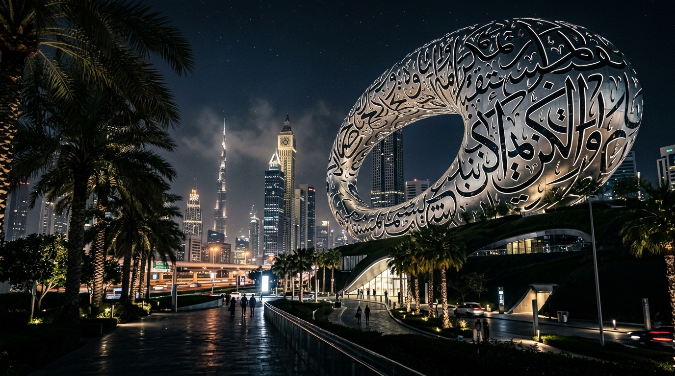 Museum of the Future and Dubai skyline at night